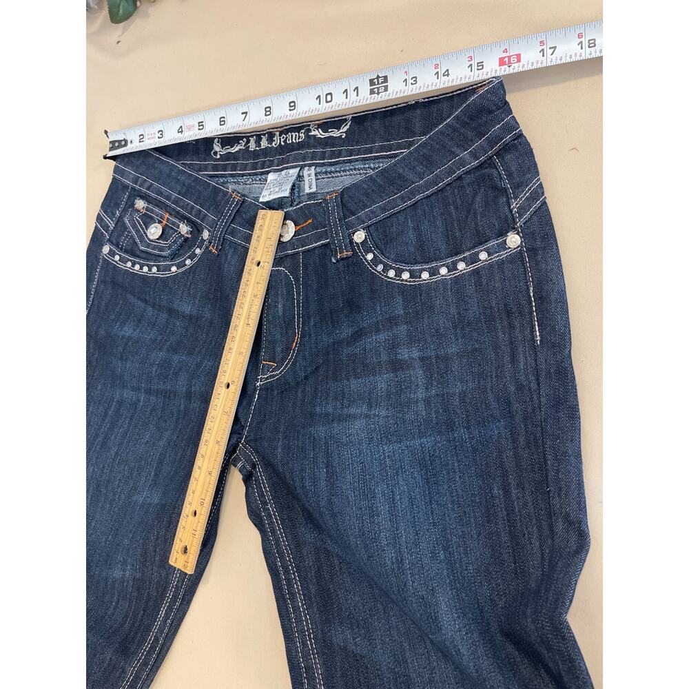 B.B. Jeans Company Women's Size 13 Blue Denim Dark Wash Rhinestone McBling Y2K - Picture 8 of 9